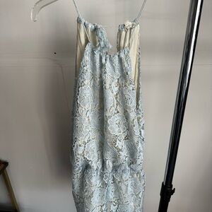 Cotton Candy Backless Lace Dress in Soft Blue